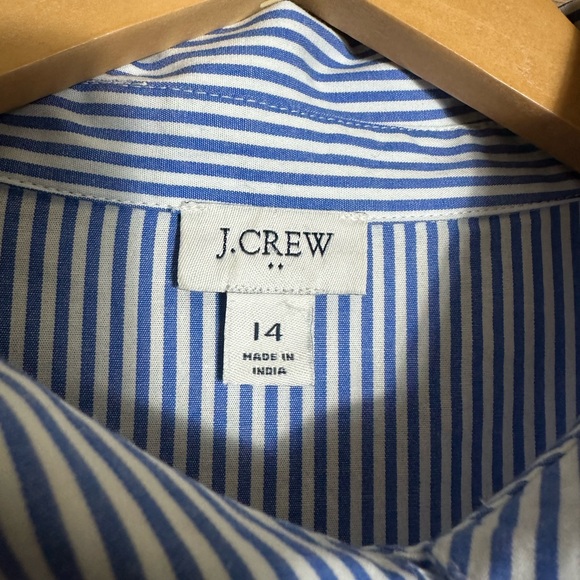 J. Crew Striped Bubble-Sleeve Button-Front Shirt Dress - Size 14 - Picture 7 of 14